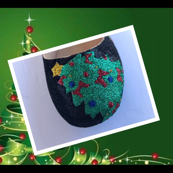 Women Custom Christmas w/Gift Boxes Glitter Flats - Picture 4 of 5